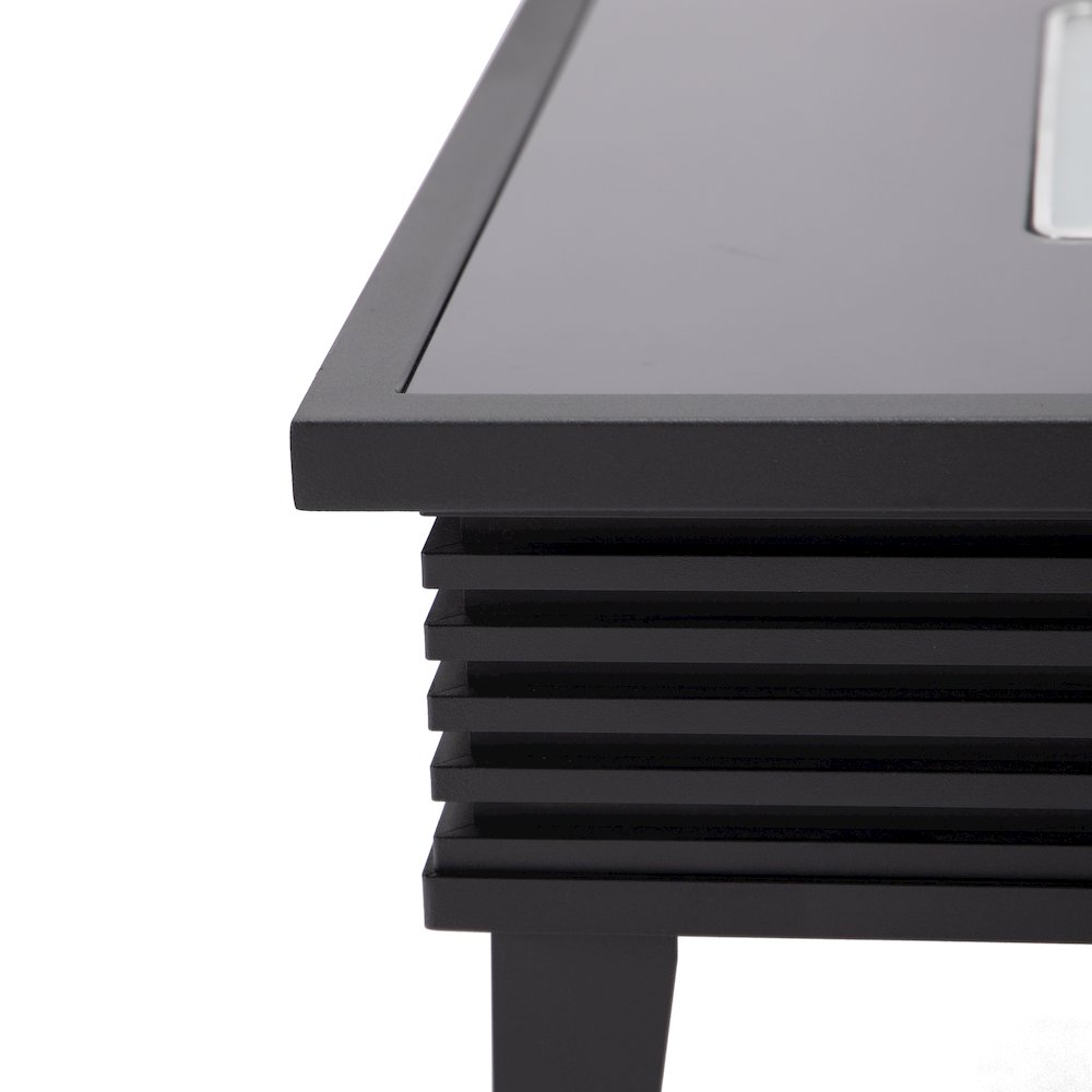 Walbrooke Outdoor Patio Aluminum Square Slats Design Fire Pit Side Table. Picture 10