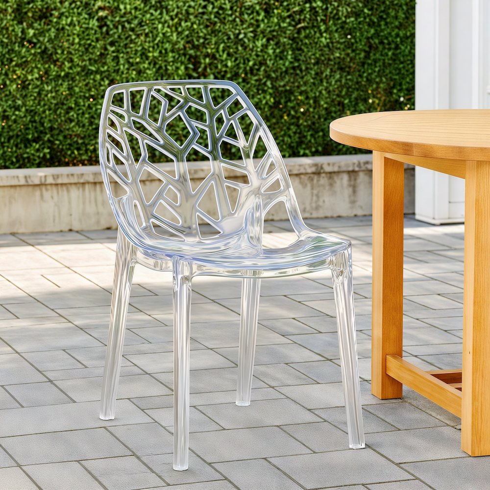 Cornelia Modern Spring Cut-Out Tree Design Stackable Dining Chair. Picture 9