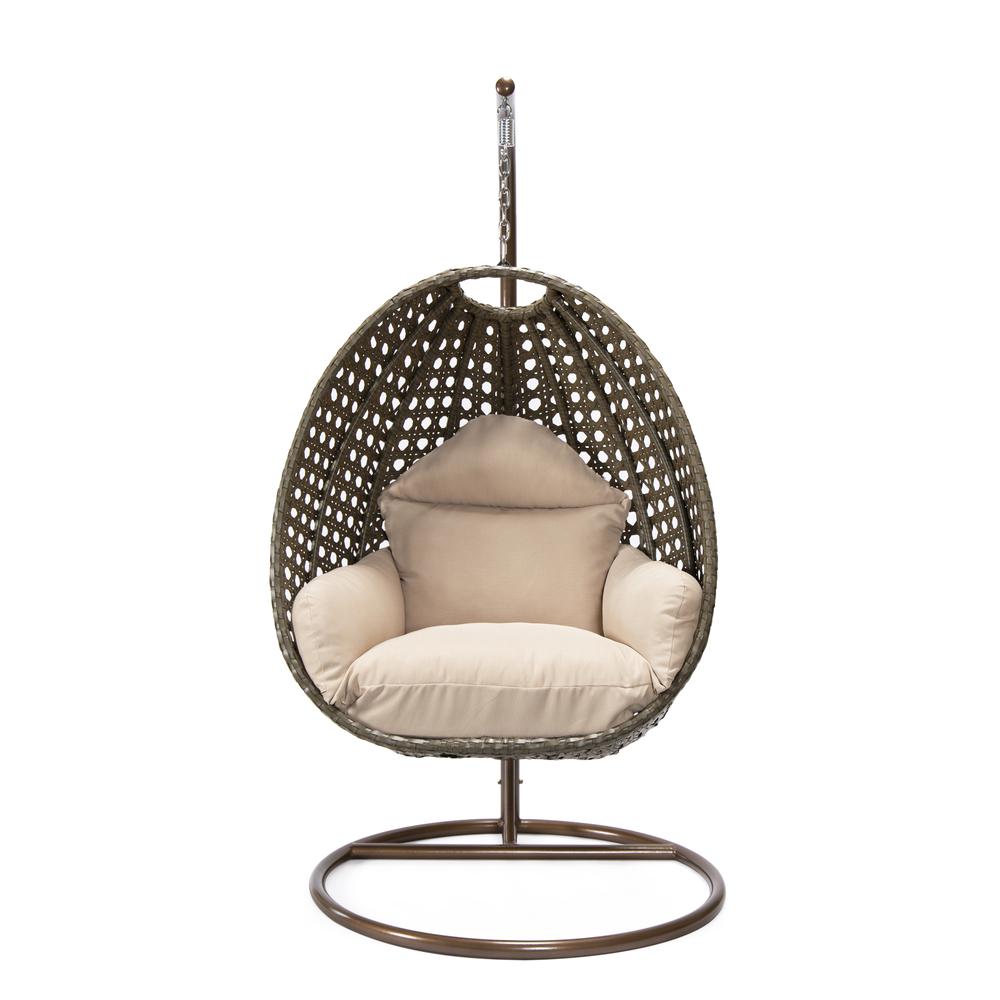 Beige Wicker Hanging Egg Swing Chair. Picture 1