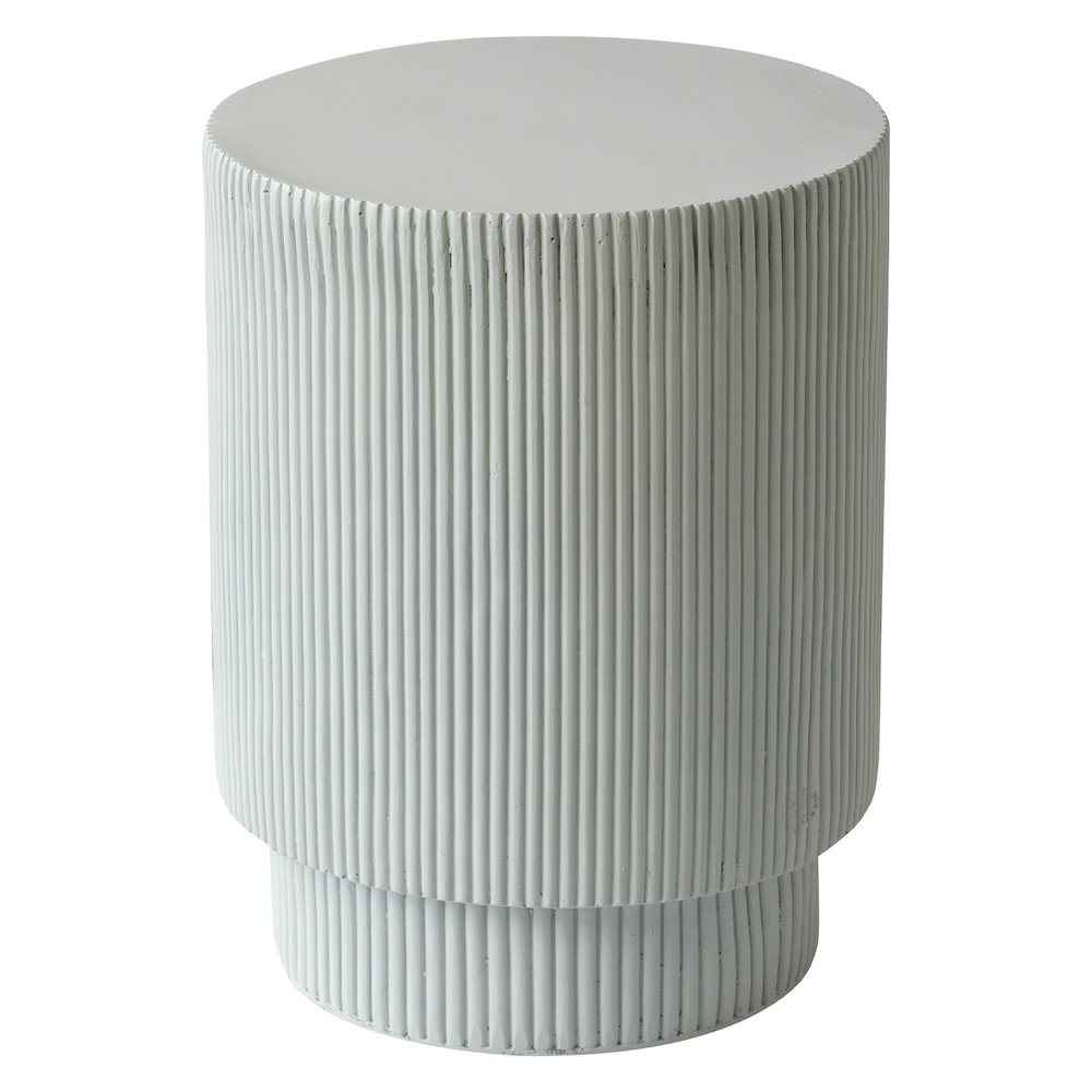 Eden Collection Fiberglass Outdoor Side Table in Light Grey. Picture 1