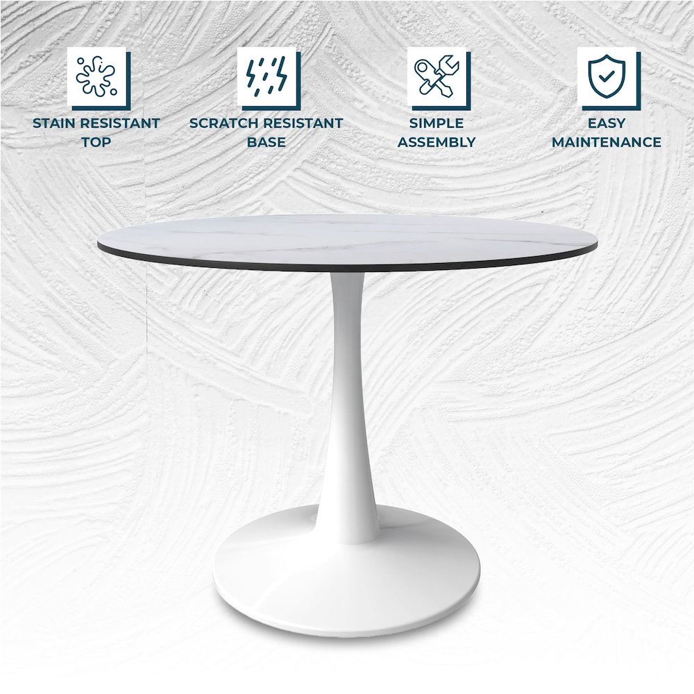 Bristol, 40" Round dining table in White. Picture 20