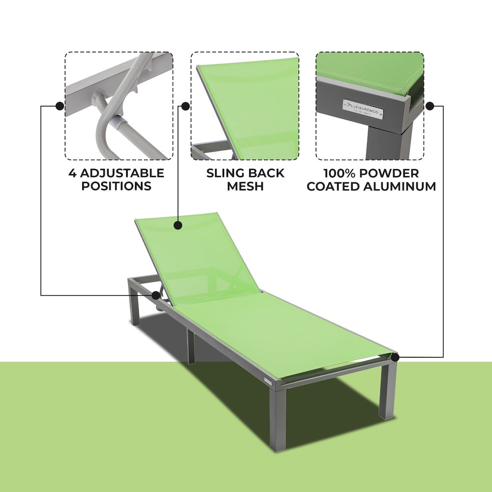 Marlin Patio Chaise Lounge Chair With Grey Aluminum Frame. Picture 6