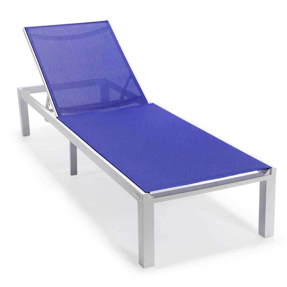 Marlin Patio Chaise Lounge Chair With White Aluminum Frame. Picture 1