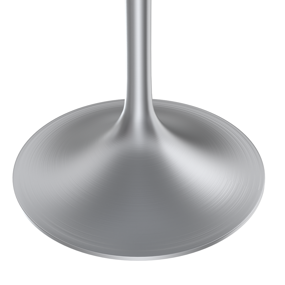 48" Round Dining Table, Brushed Chrome Base with Light Natural Wood MDF Top. Picture 6