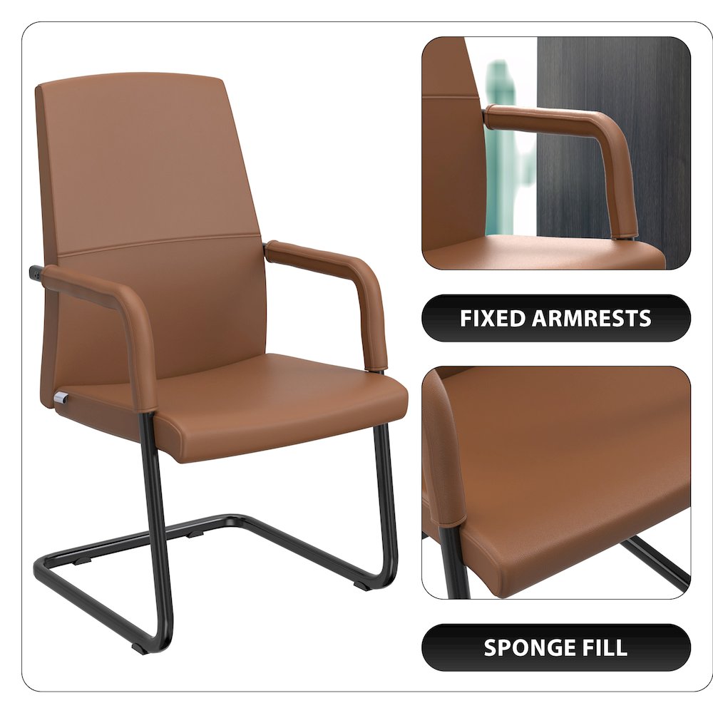 Evander Office Guest Chair in Dark Brown Leather. Picture 3