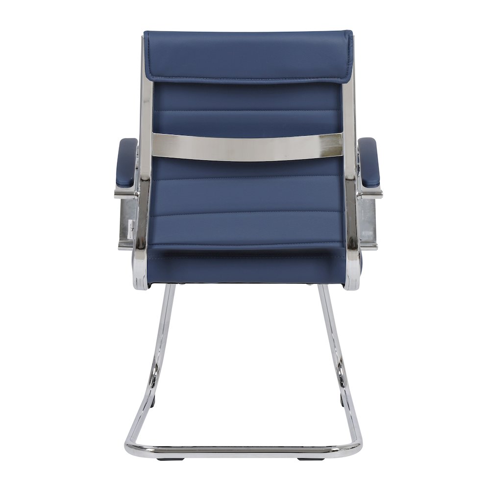 Benmar Home Leather Guest Office Chair in Navy Blue. Picture 26