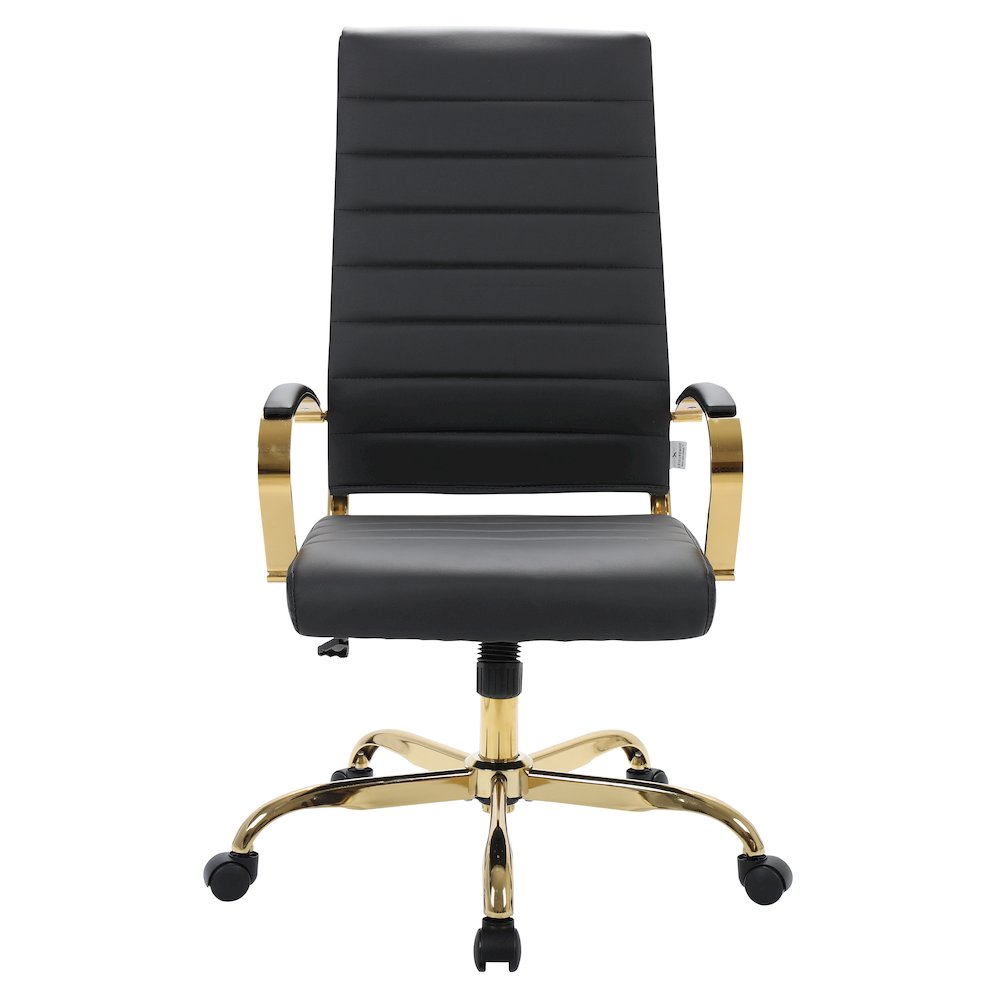 Benmar High-Back Leather Office Chair With Gold Frame. Picture 11
