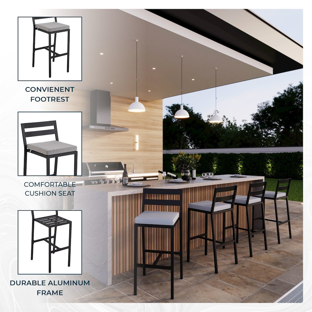 Chelsea Collection Modern Aluminum Outdoor Bar Chair. Picture 4