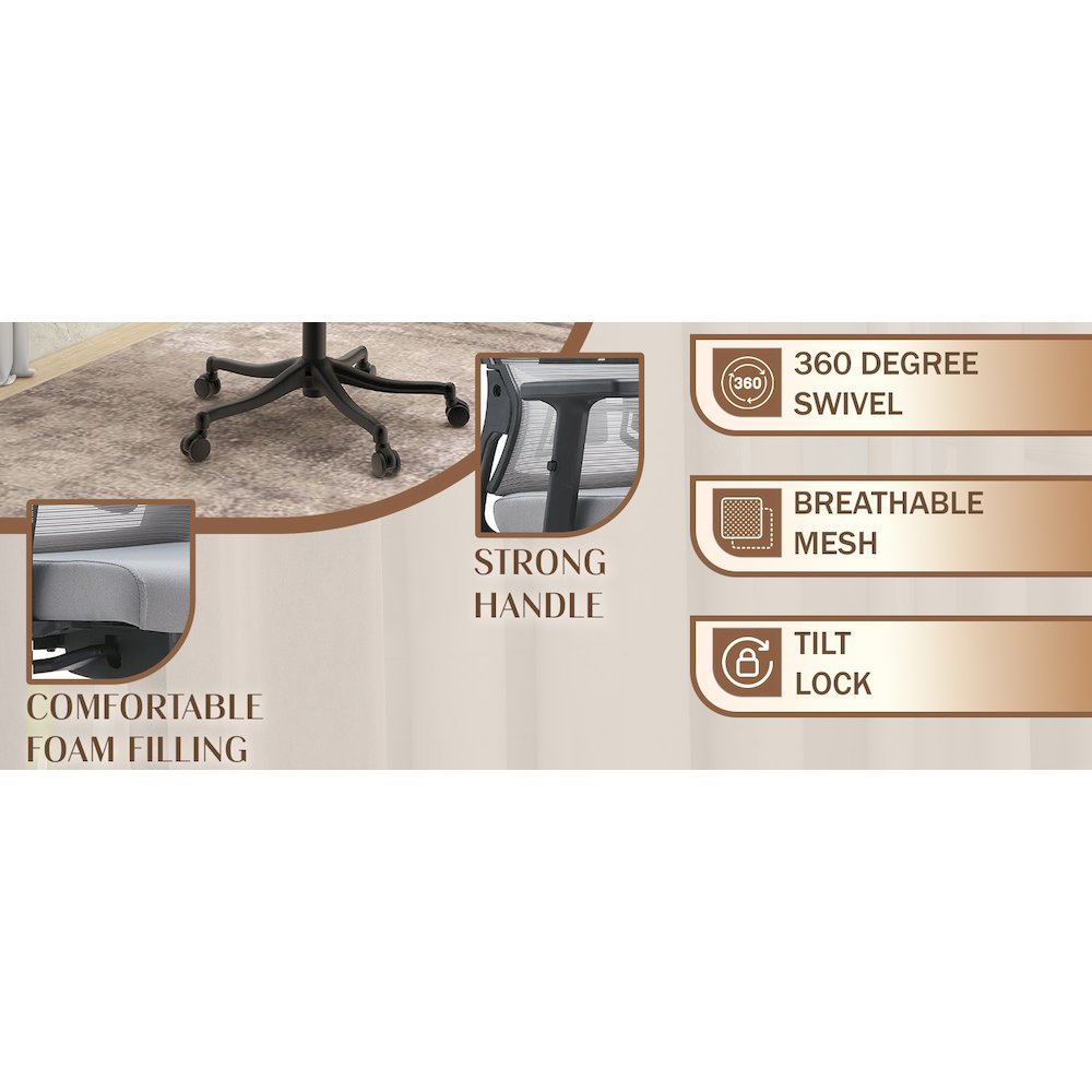 Office Dale Series Office Task Chair In Light Grey. Picture 4