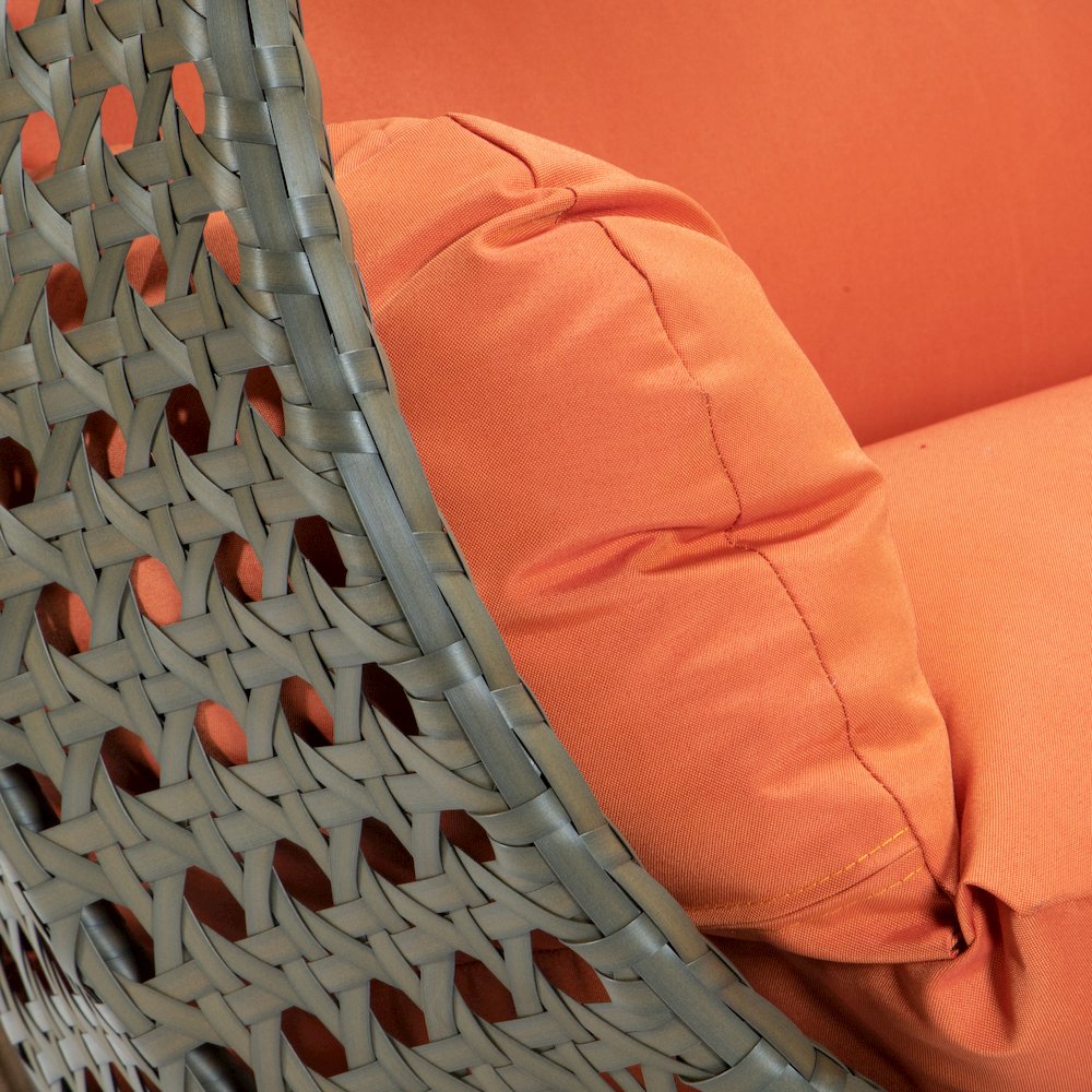 Beige Wicker Hanging 2 person Egg Swing Chair. Picture 9