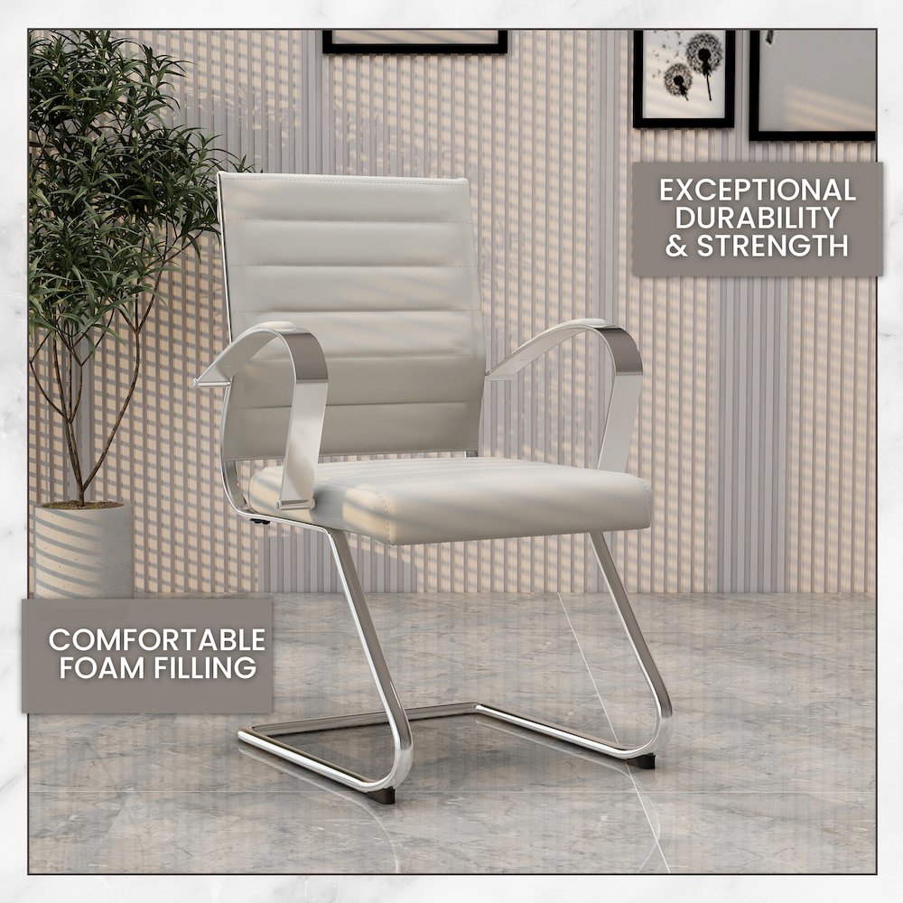 Benmar Home Leather Guest Office Chair in Tan. Picture 8
