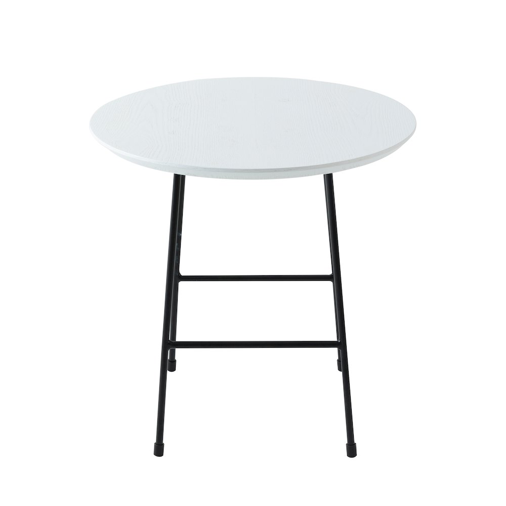 Rossmore Mid Century Modern Round Side Table With Black Steel Frame. Picture 15