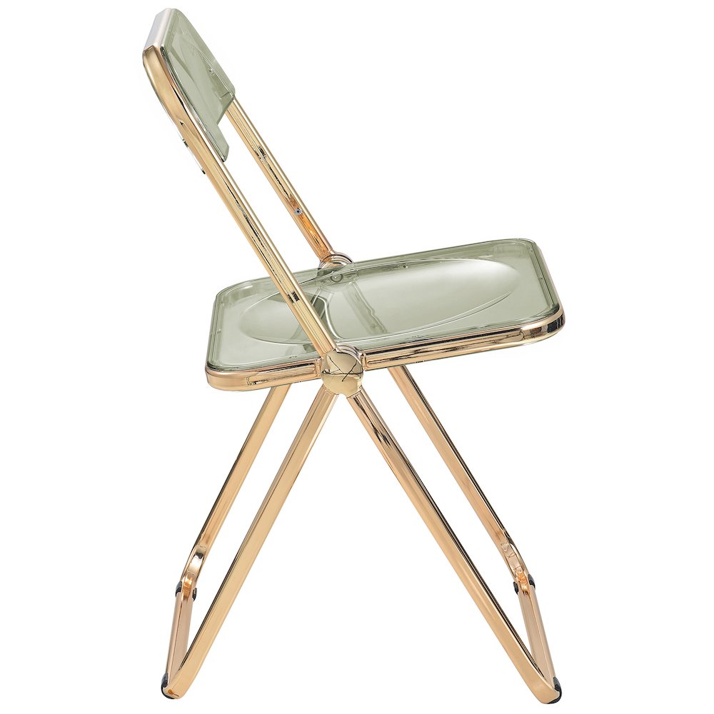 Lawrence Acrylic Folding Chair With Gold Metal Frame, Set of 4. Picture 10