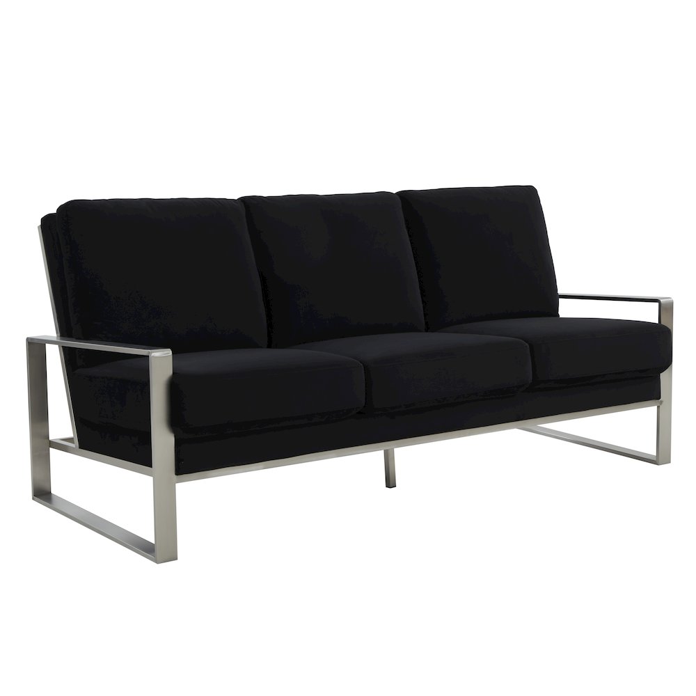 Jefferson Contemporary Modern Design Velvet Sofa With Silver Frame. Picture 1
