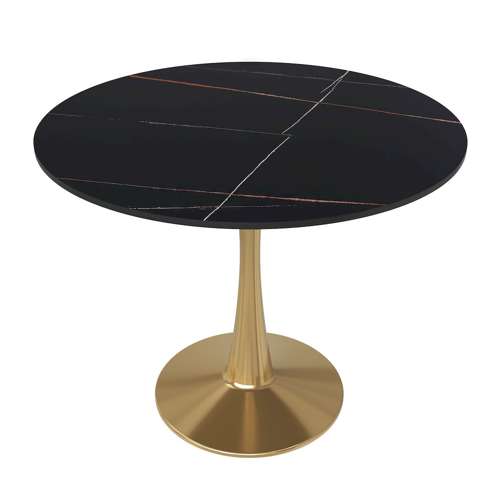 Bristol 31" round dining table Gold base with Black Sintered stone Top. Picture 20