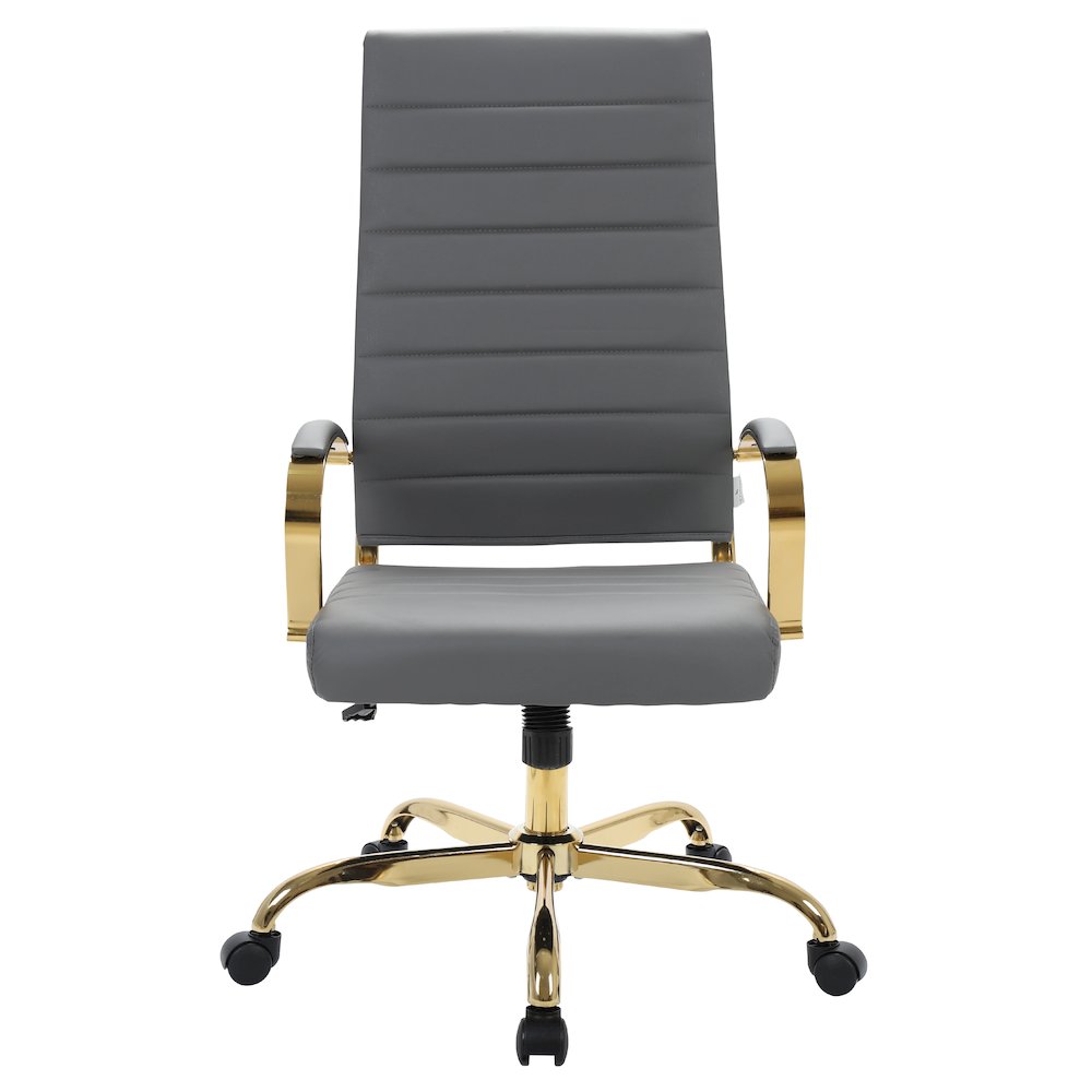 Benmar High-Back Leather Office Chair With Gold Frame. Picture 11