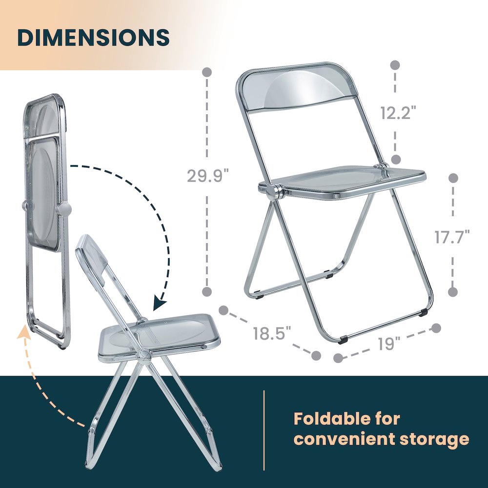 Lawrence Acrylic Folding Chair With Metal Frame. Picture 8