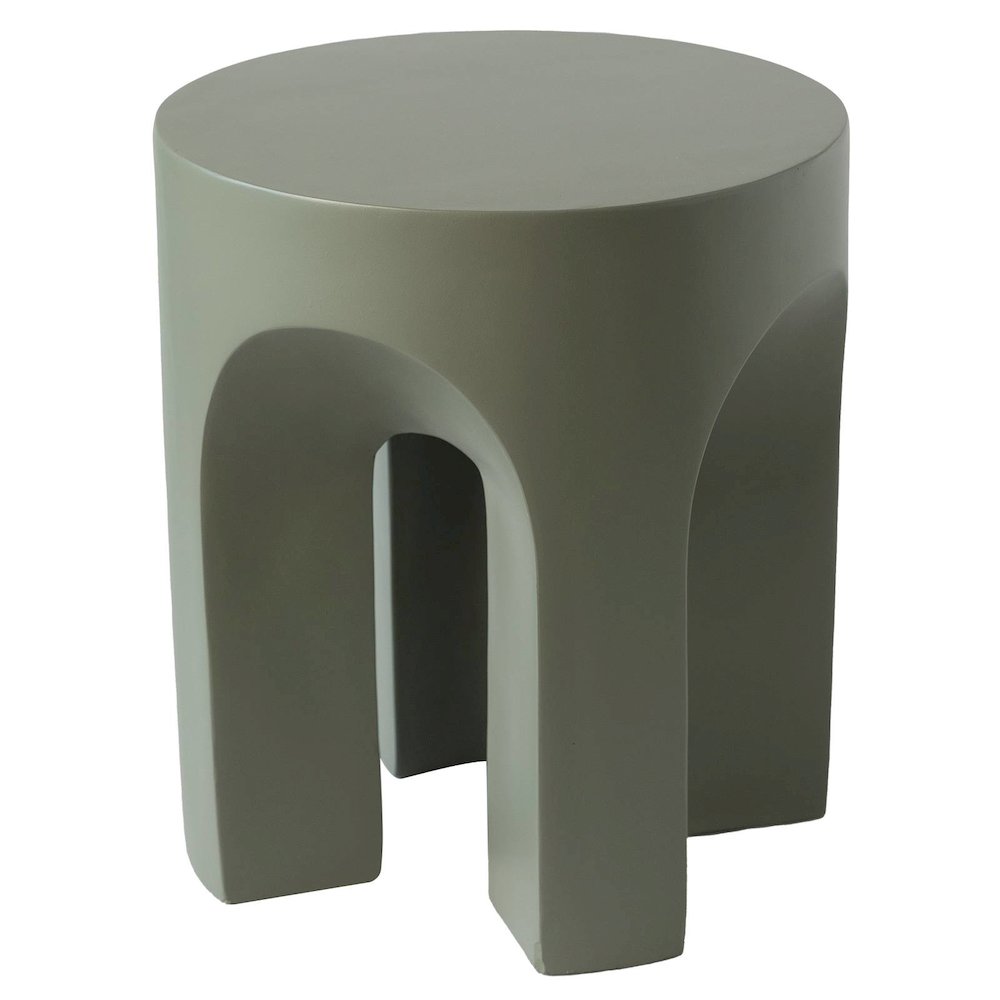 Crus Collection Fiberglass Outdoor Side Table in Grey. Picture 6