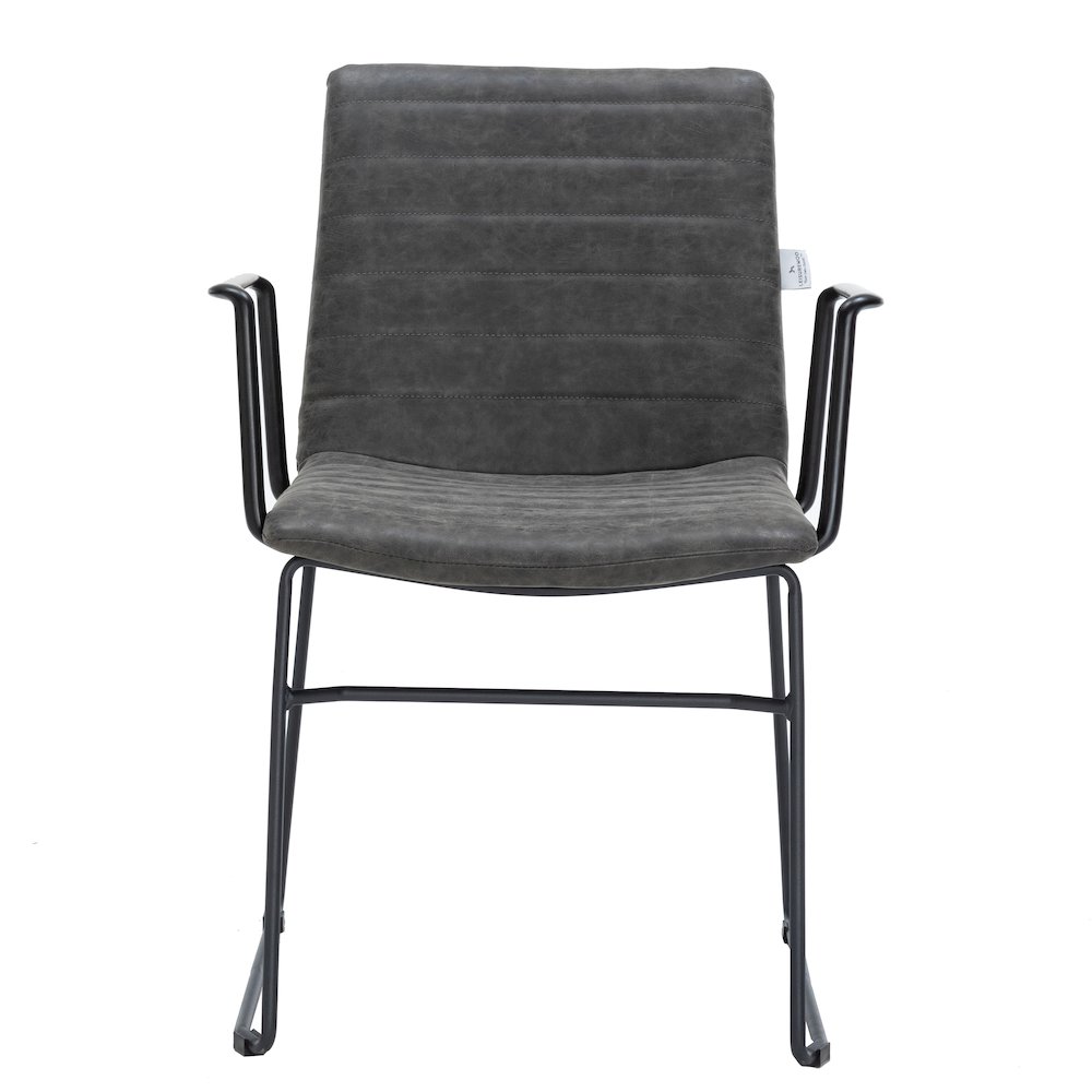 Zylar Series Office Guest Arm Chair in Charcoal Leather. Picture 2
