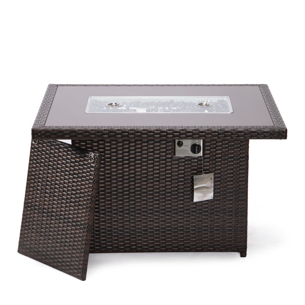 Mace Wicker Patio Modern Propane Fire Pit Table. Picture 9