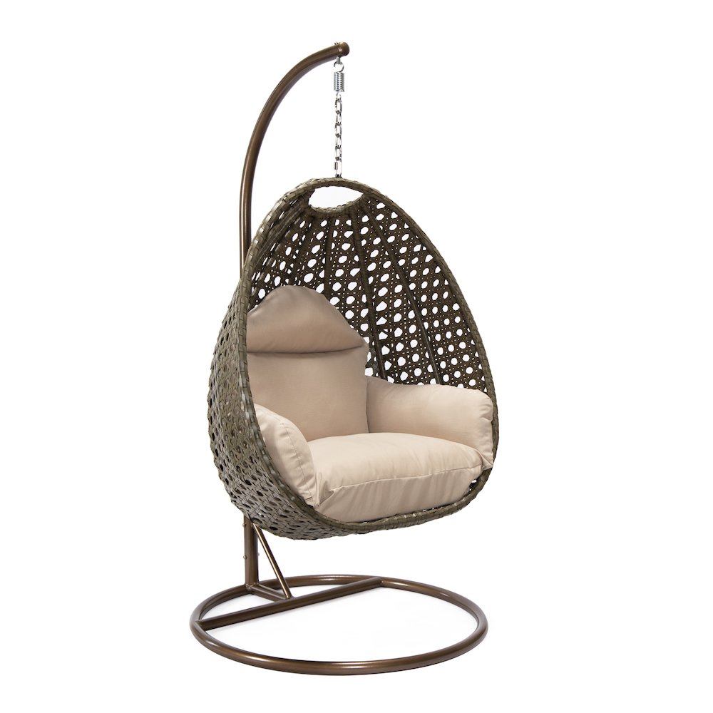 Beige Wicker Hanging Egg Swing Chair. Picture 1