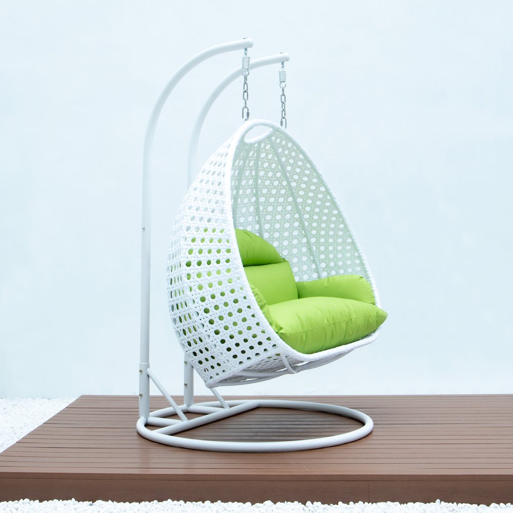 White Wicker Hanging 2 person Egg Swing Chair. Picture 7