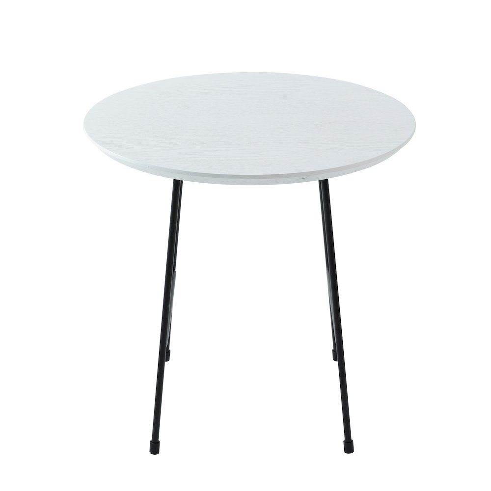 Rossmore Mid Century Modern Round Side Table With Black Steel Frame. Picture 16