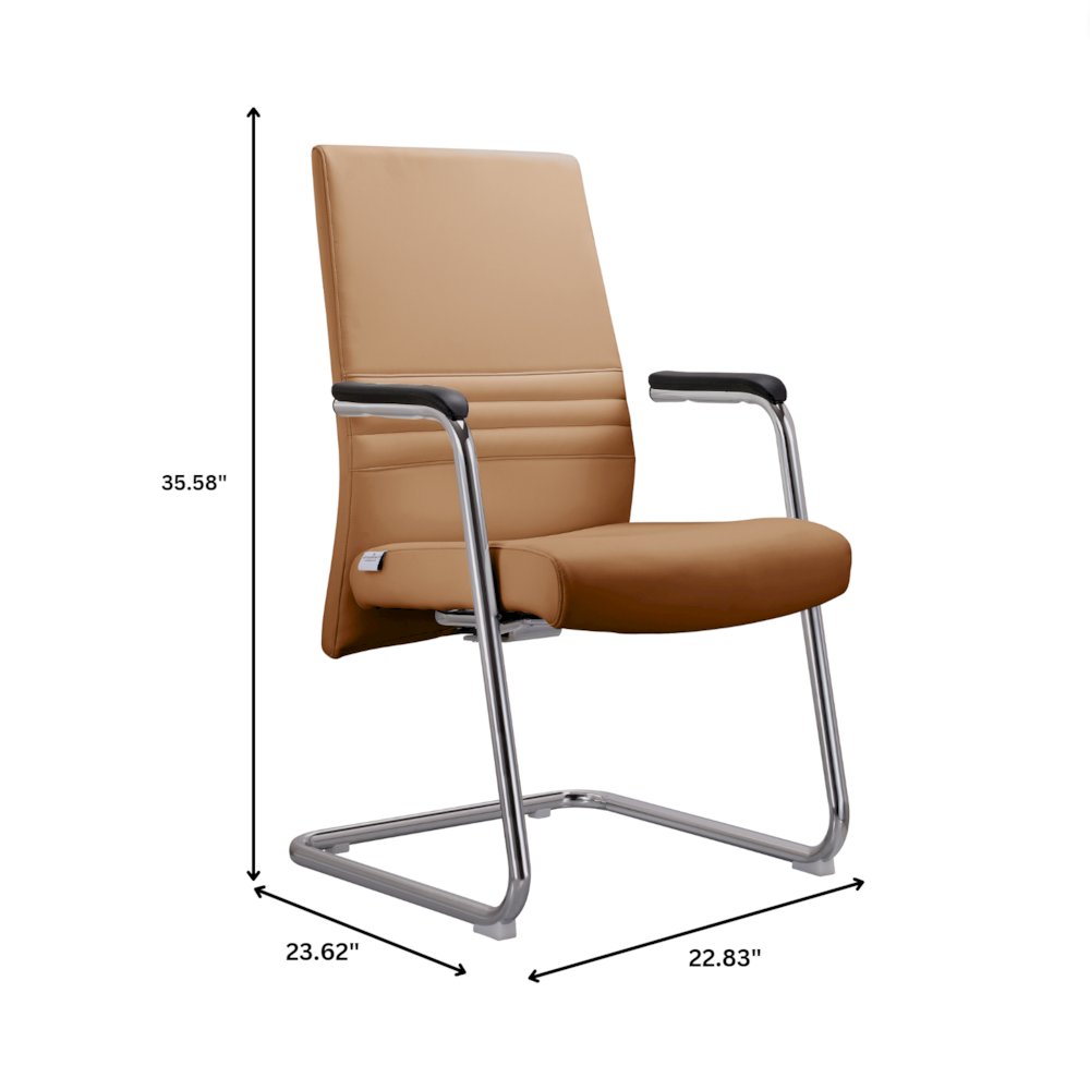 Aleen Series Guest Office Chair In Acorn Brown Leather. Picture 2