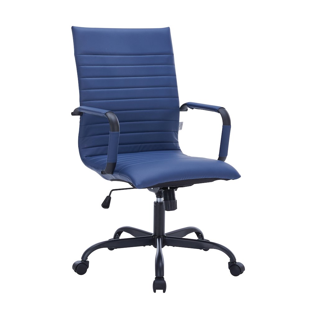 Harris Leather Office Chair in Blue With Black Frame. Picture 13