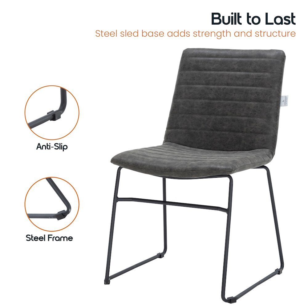 Zylar Series Office Guest Chair in Charcoal Leather. Picture 18