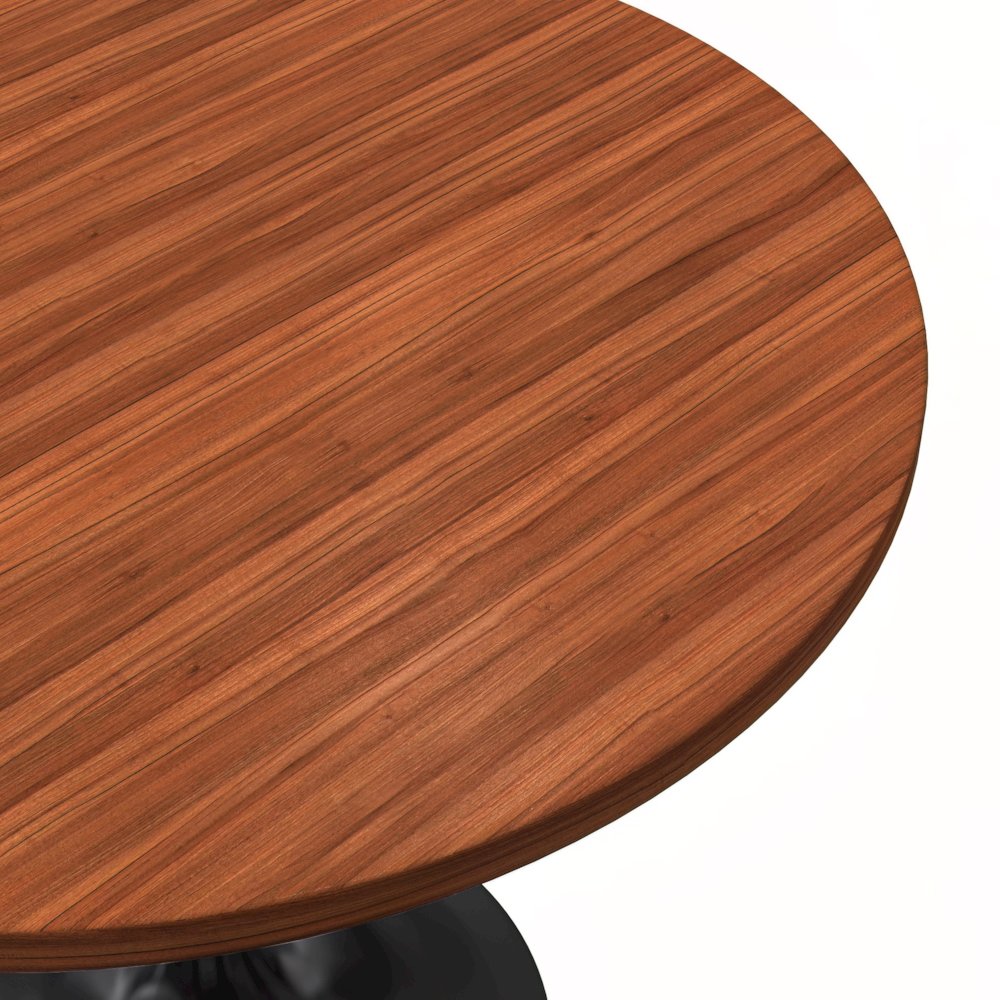 Verve Collection 36 Round Dining Table, Black Base with Cognac Brown MDF Top. Picture 9