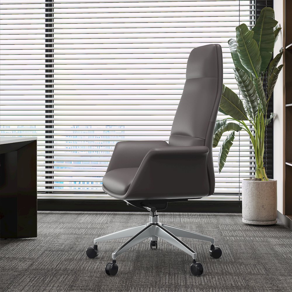 Summit Series Tall Office Chair In Grey Leather. Picture 8
