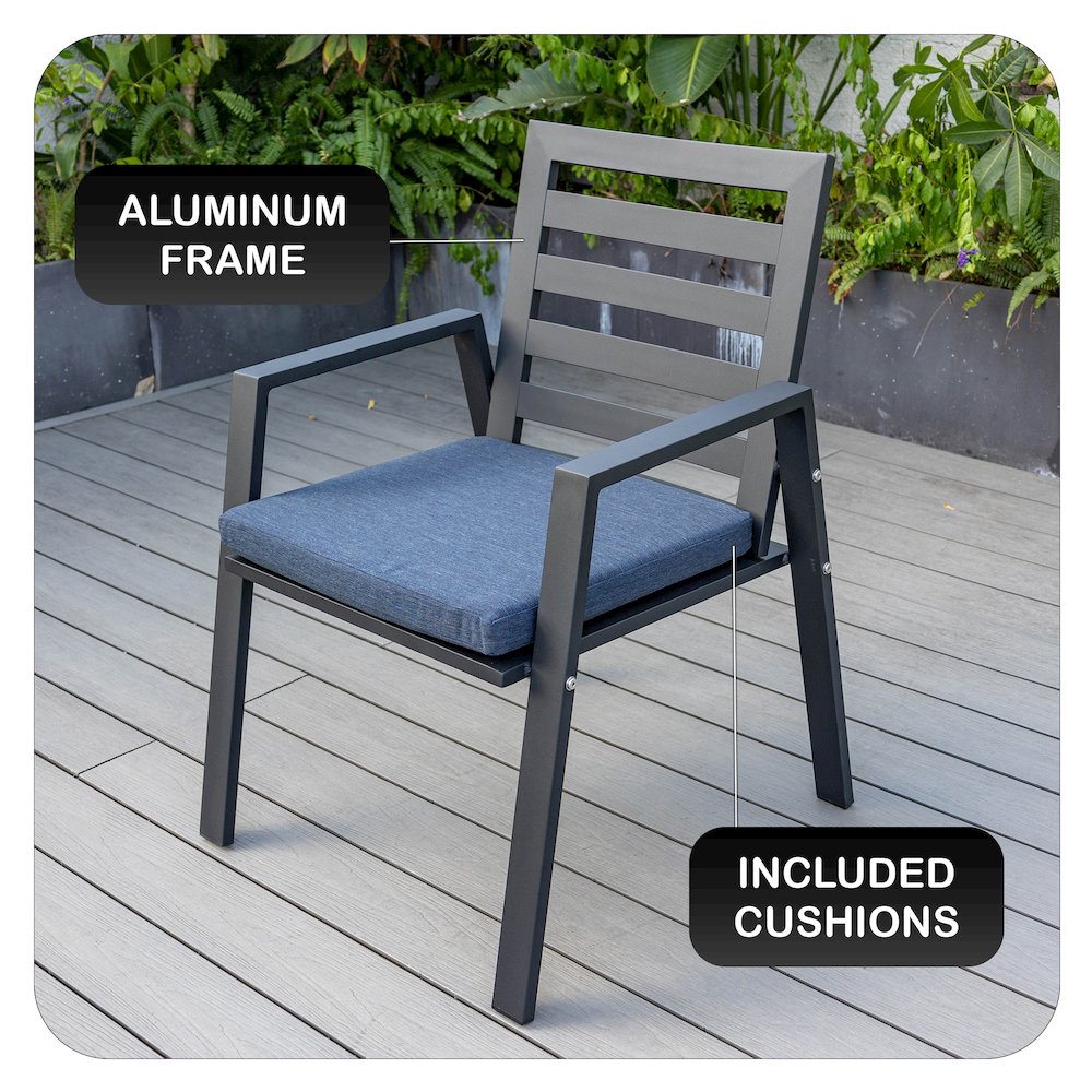 Chelsea Modern Patio Dining Armchair in Aluminum with Removable Cushions. Picture 14