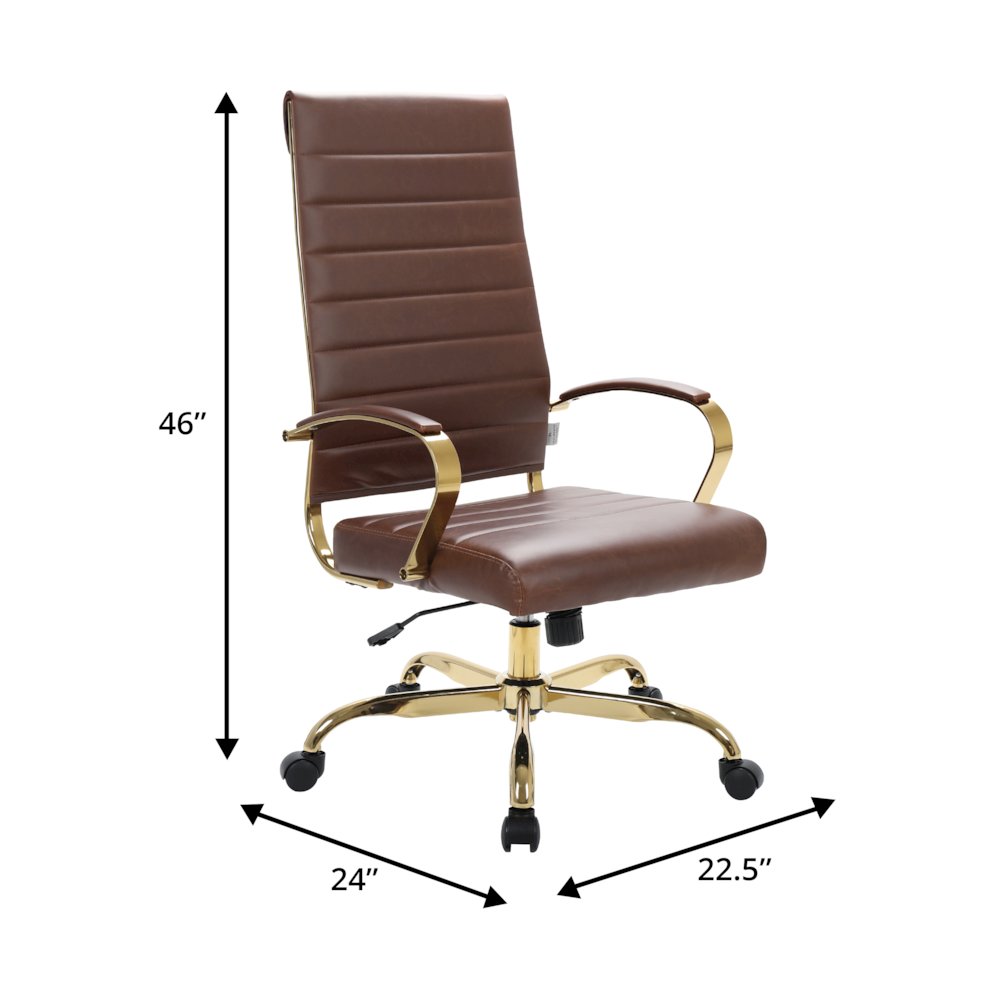 Benmar High-Back Leather Office Chair With Gold Frame. Picture 1