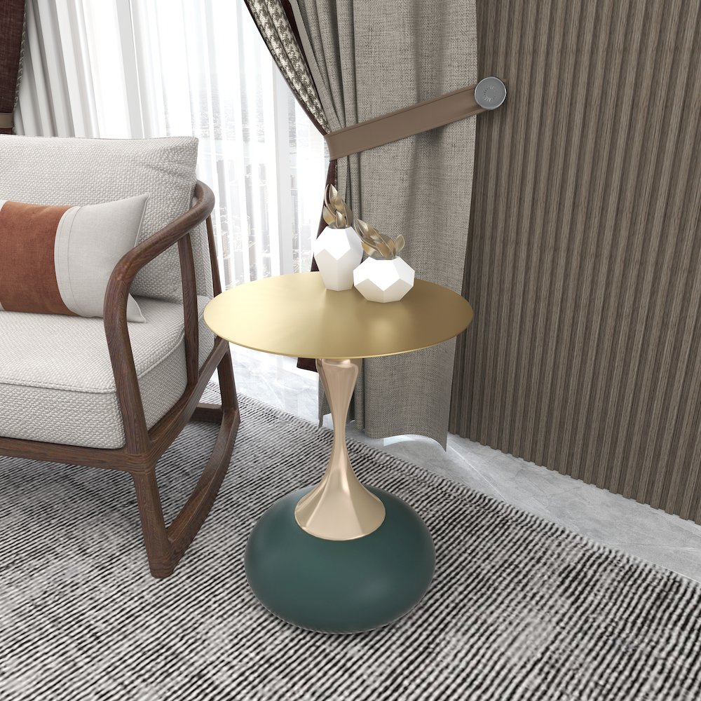 Savoy Collection Modern End Table In Green. Picture 3