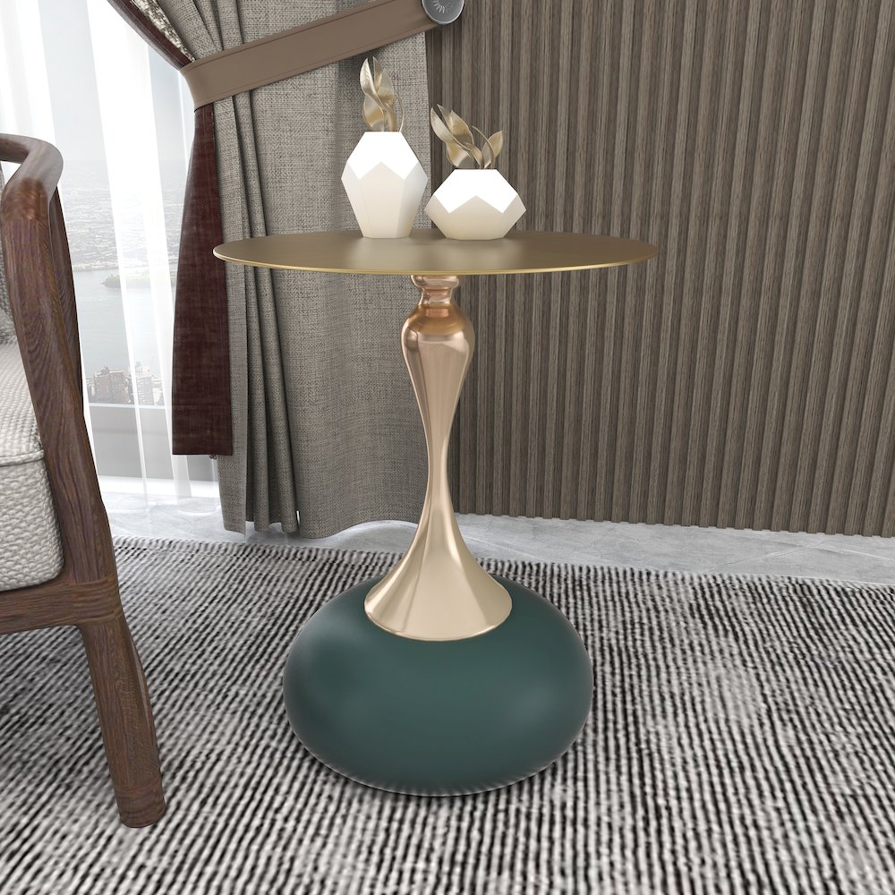 Savoy Collection Modern End Table In Green. Picture 2