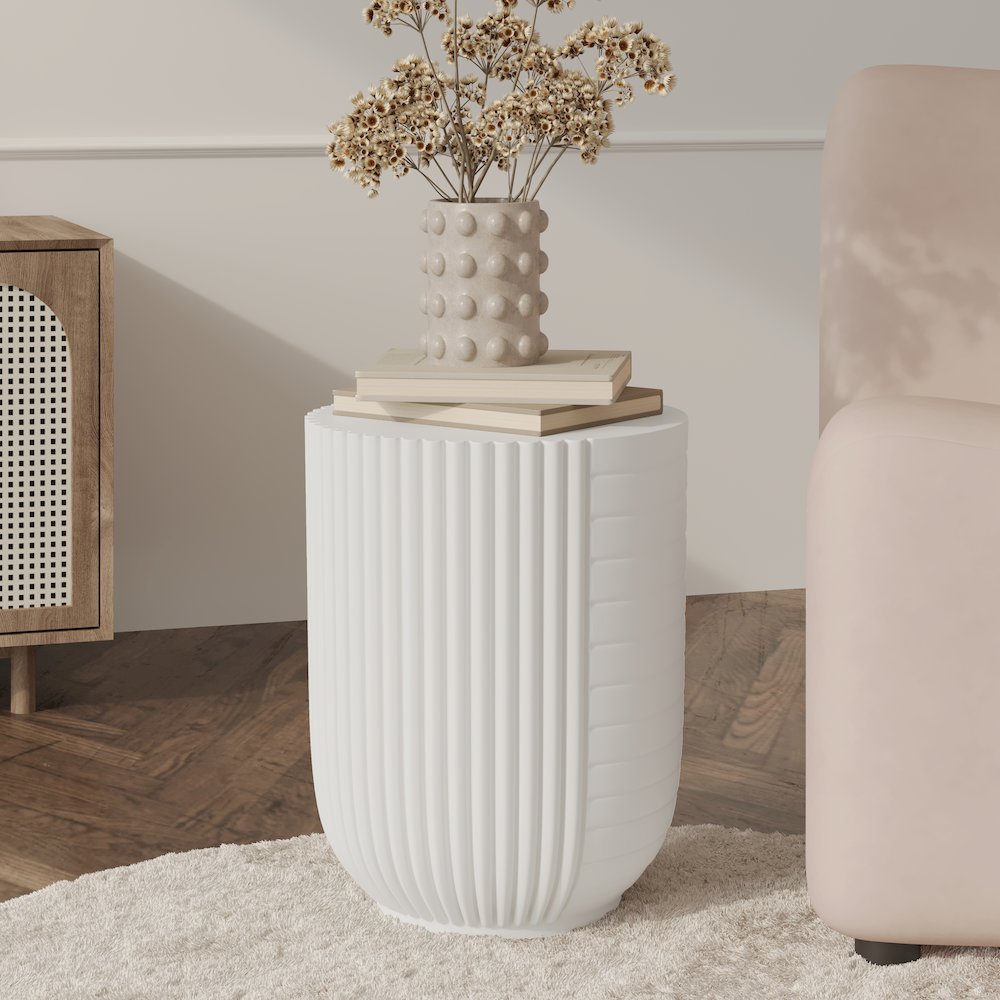Modern Side End Table Trove Series In White. Picture 5