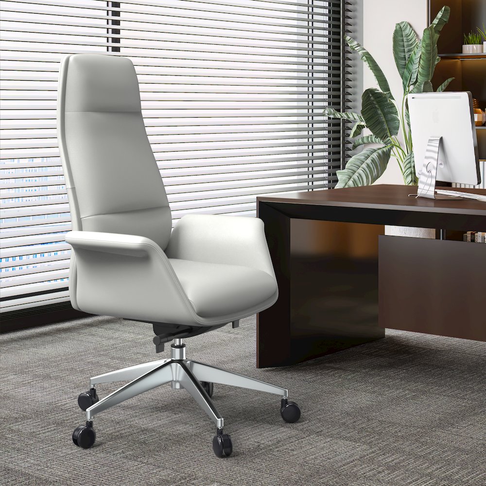 Summit Series Tall Office Chair In White Leather. Picture 7