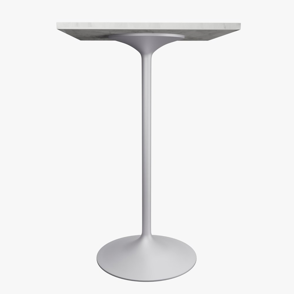 Modern Bar Height Table White Base 27" Square Marbleized White Laminated  Top. Picture 8