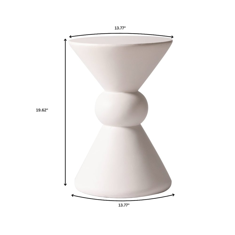 Echo Collection Fiberglass Outdoor Side Table in Cream. Picture 19