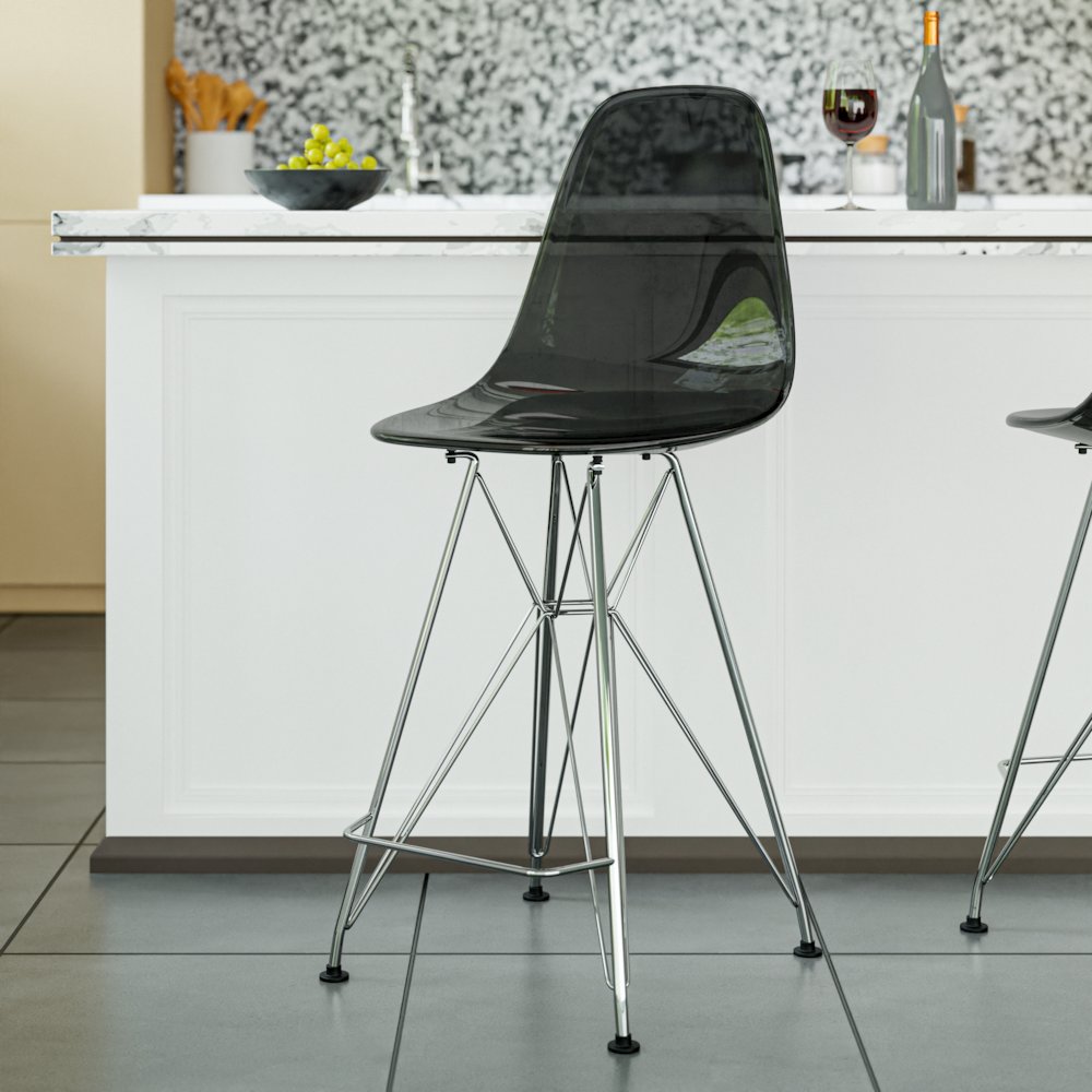 Cresco Modern Acrylic Barstool in Transparent Black. Picture 6