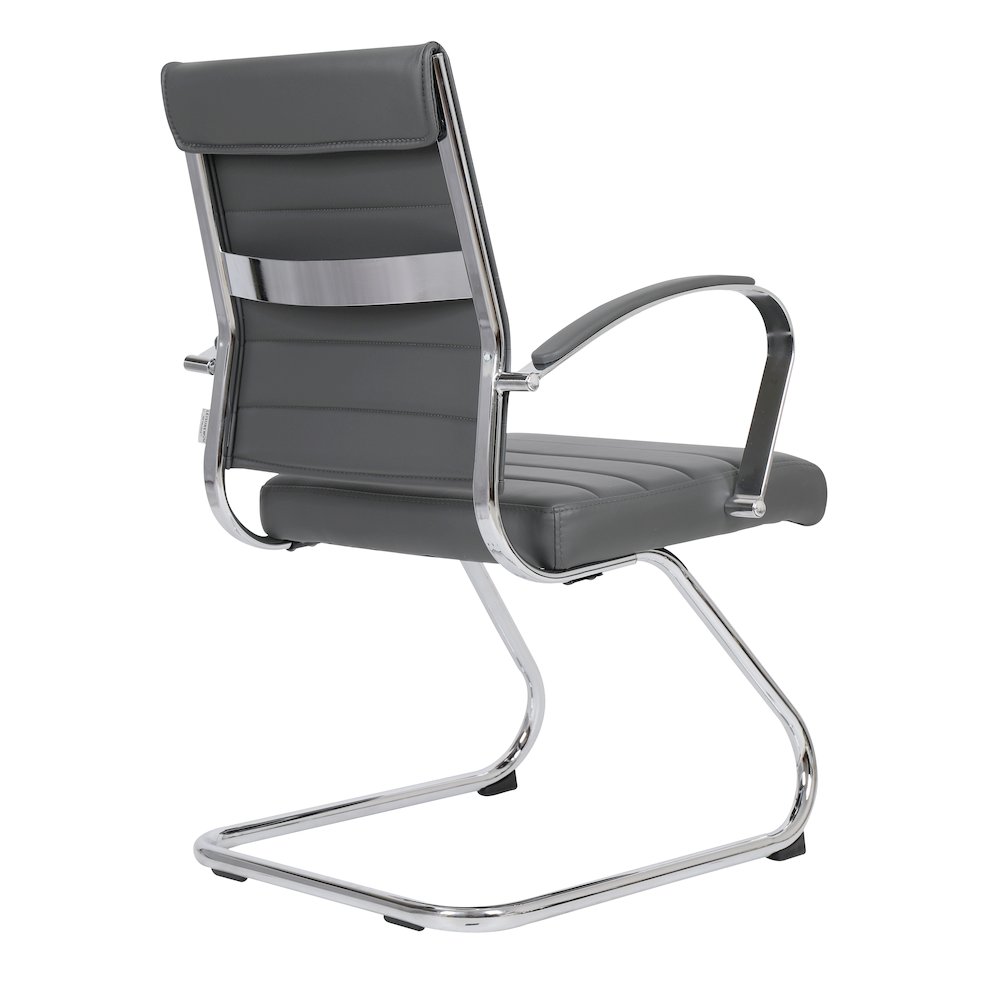 Benmar Home Leather Guest Office Chair in Grey. Picture 14