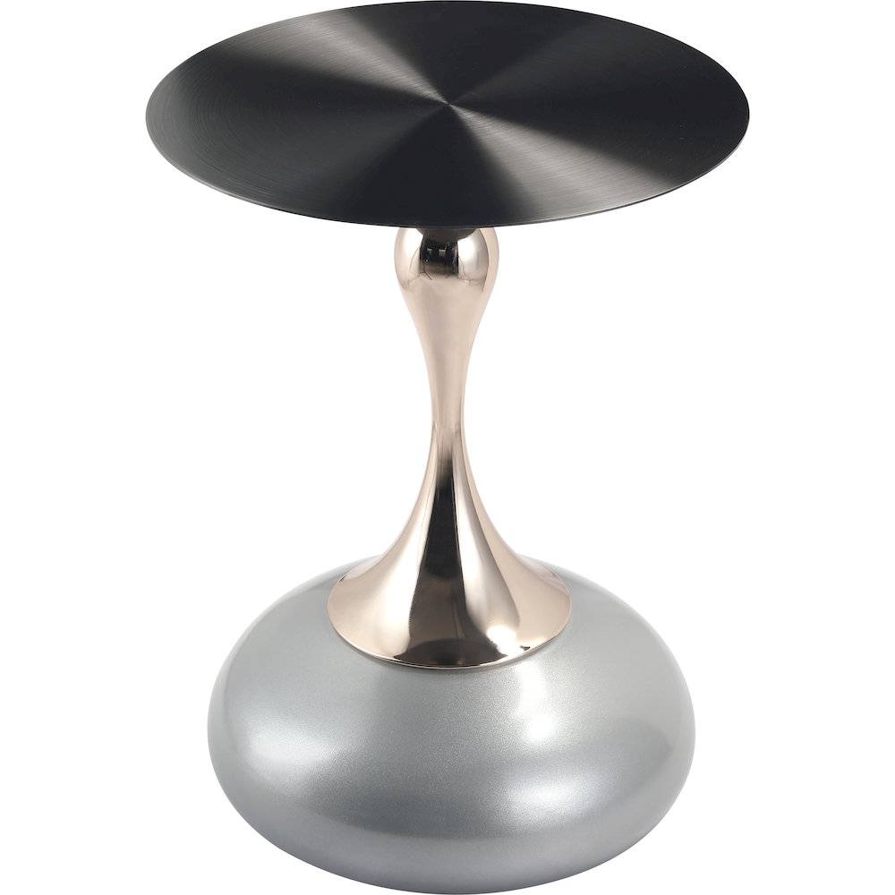 Savoy Collection Modern End Table In Silver. Picture 1