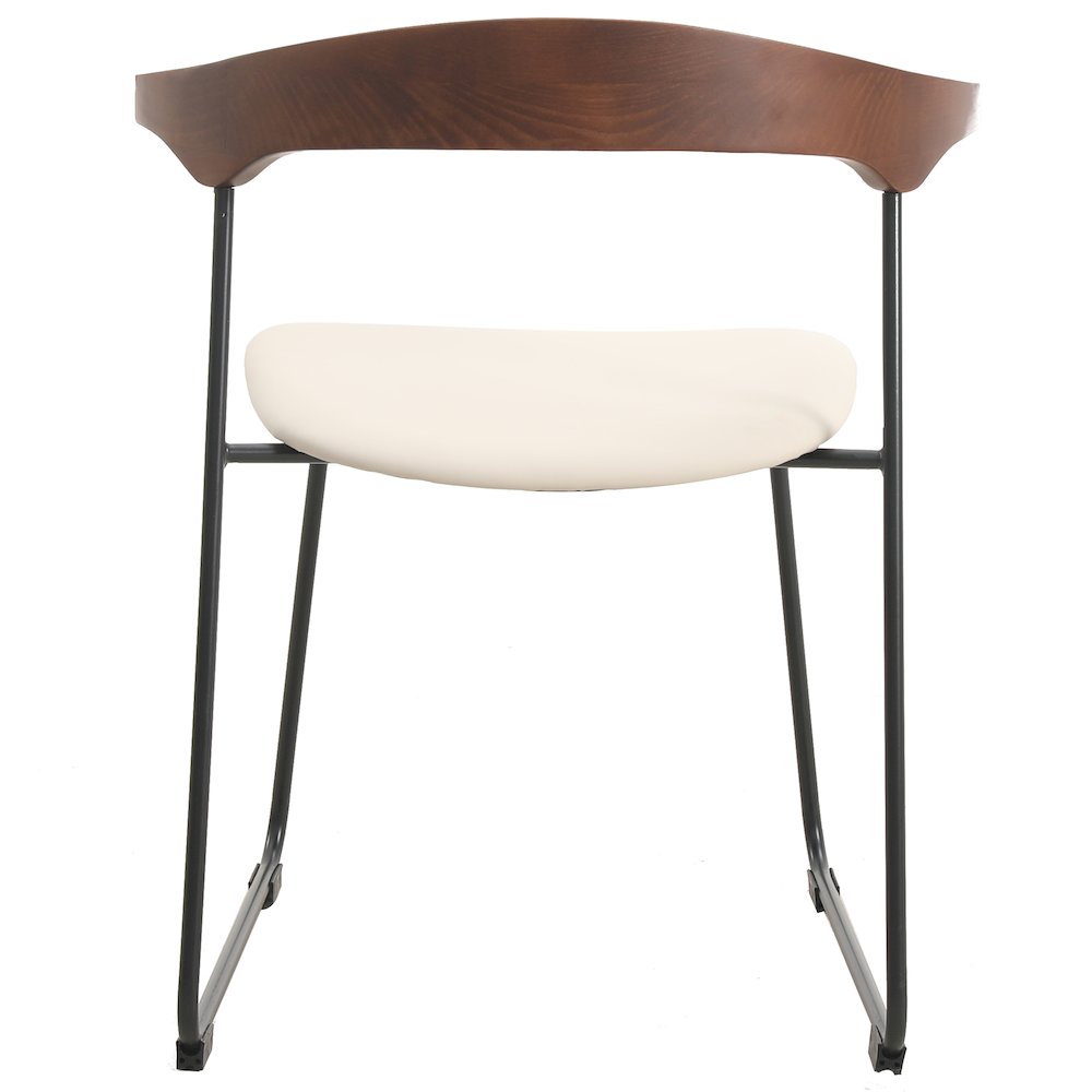 Lyra Collection Modern Chair in Walnut Color back and Taupe Seat. Picture 13