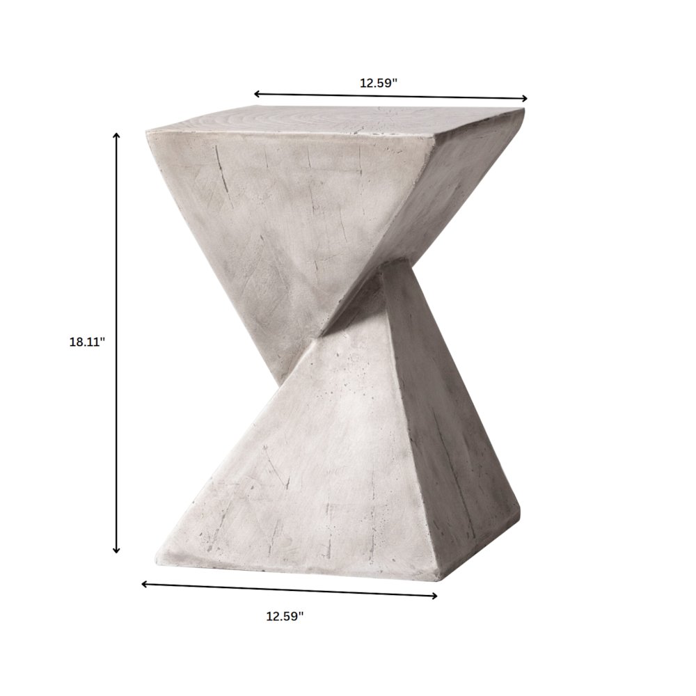 Glint Collection Fiberglass Outdoor Side Table in Marble White. Picture 22