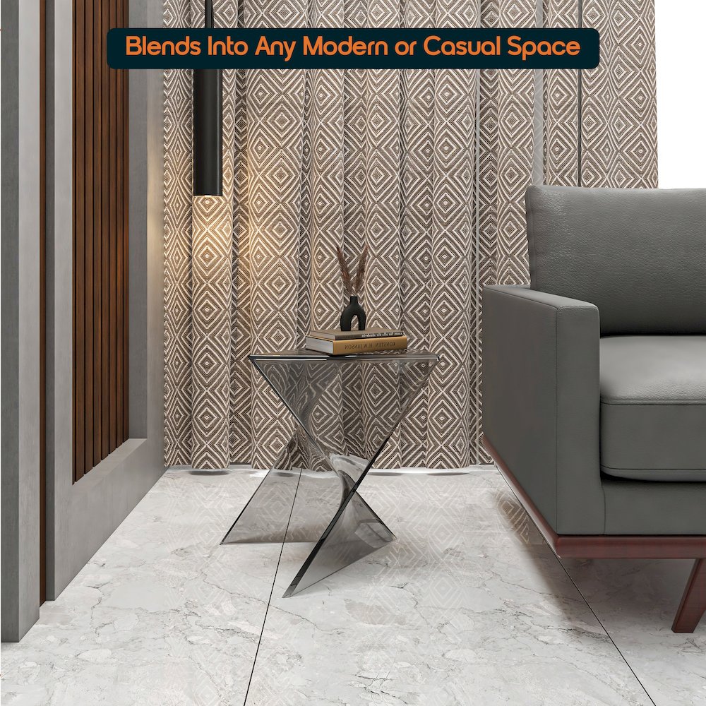 Randolph Modern Accent Side Table Indoor and Outdoor Use Smoke Color Set of 4. Picture 8