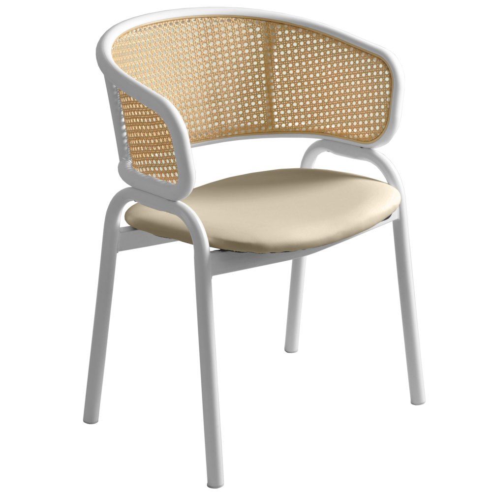 Ervilla - Dining Chair - White frame in Taupe Leather. Picture 3