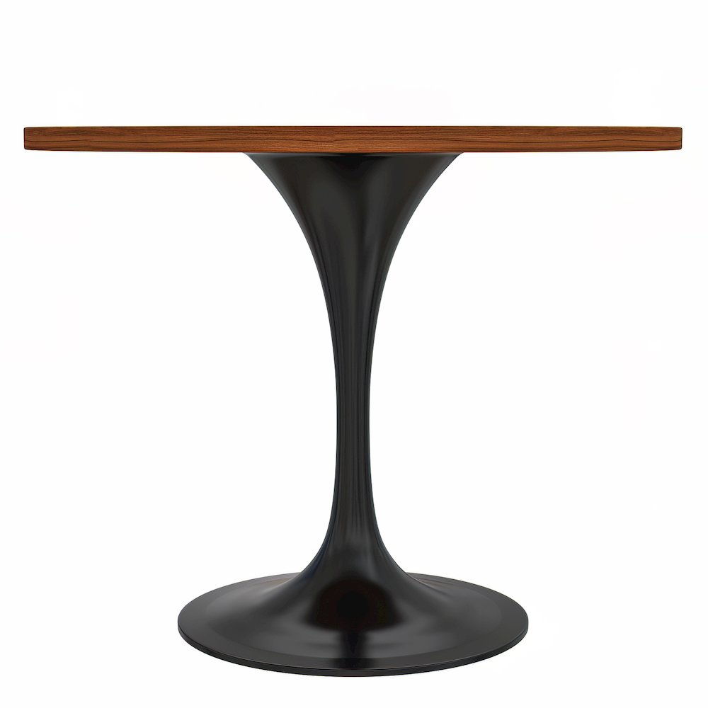 Verve Collection 36 Round Dining Table, Black Base with Cognac Brown MDF Top. Picture 5