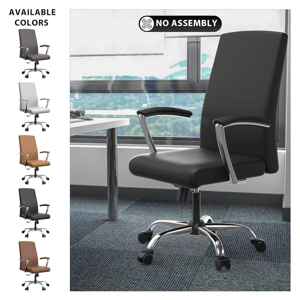 Evander Series Office Chair in Black Leather. Picture 12