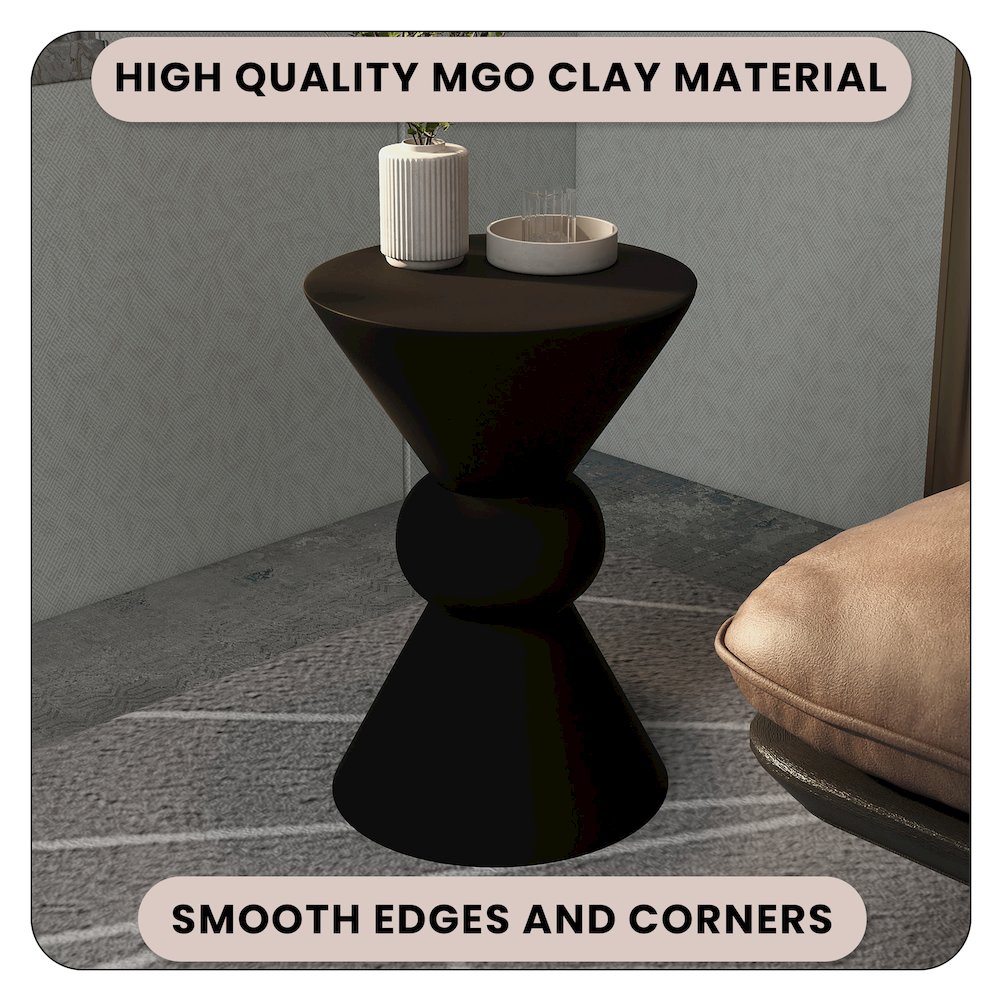 Echo Collection Fiberglass Outdoor Side Table in Dark Grey. Picture 10